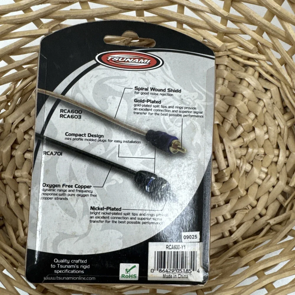 Tsunami RCA Audio Cables-Gold- 1 Female To 2 Male-RCA600-Y1-New